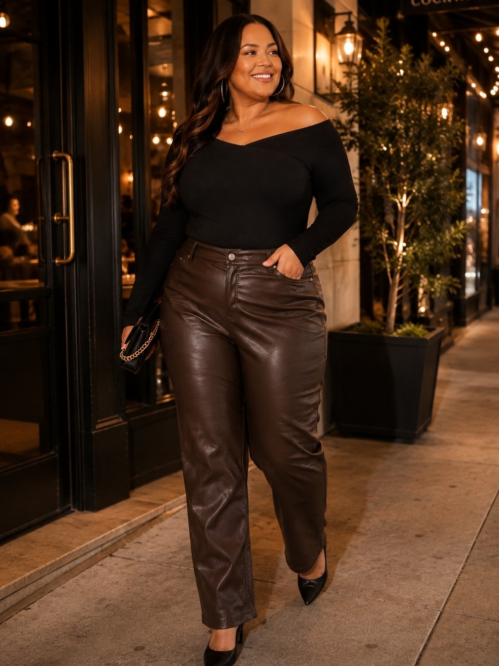 Torrid 22R Brown Faux Leather Straight Leg Pants Plus Size NWT